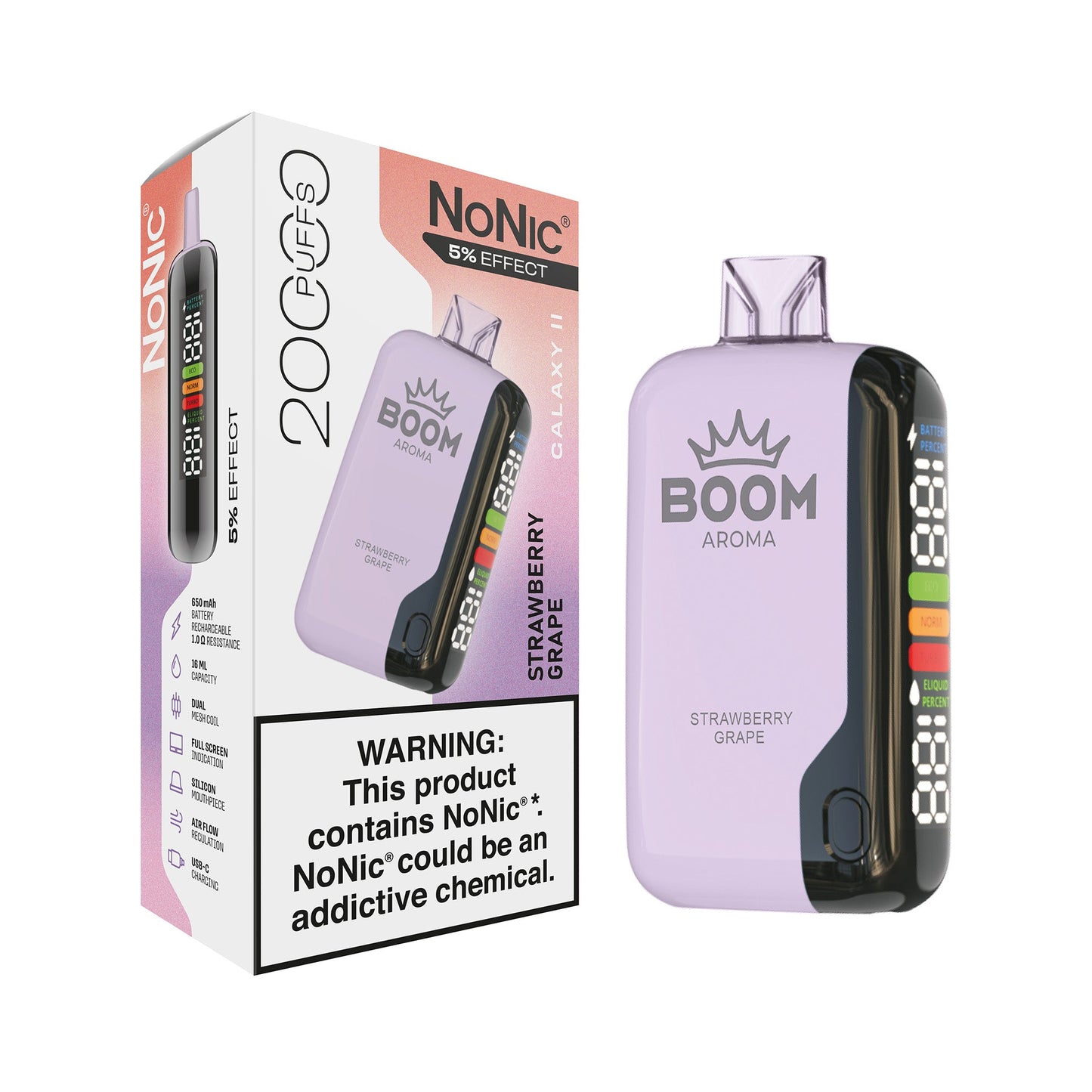 Nonic Galaxy II 20k Aroma Boom 5% Effect Strawberry Grape