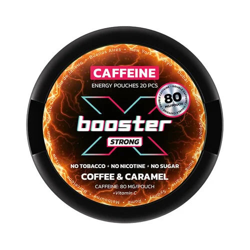 X-Booster Coffee Caramel slim energy pouch can 20 pouches 0.65g nicotine free
